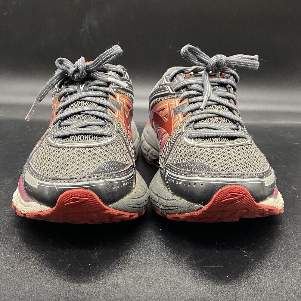 Brooks Adrenaline GTS 17 1202311B044 womens 7.5 gray orange running athletic - Picture 3 of 8